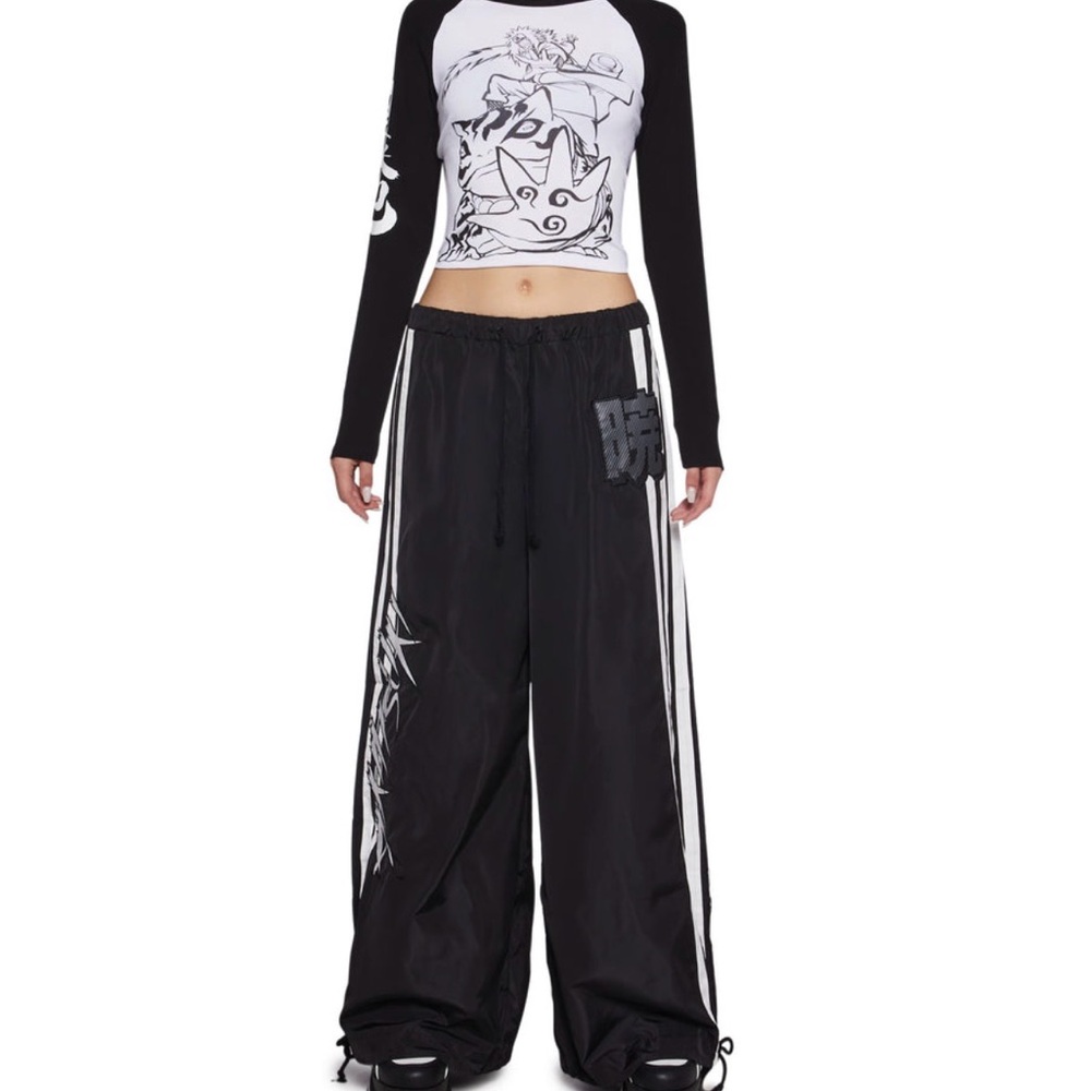 Dolls Kill × NARUTO SHIPPUDEN Akatsuki Track Womens Wide Leg Pants;Black 
NWOT